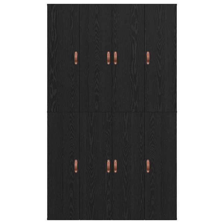 Seng med opbevaring Sort eg 120 x 200 cm Konstrueret træ