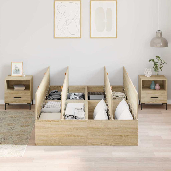 Seng med opbevaring Sonoma eg 120 x 200 cm Konstrueret træ