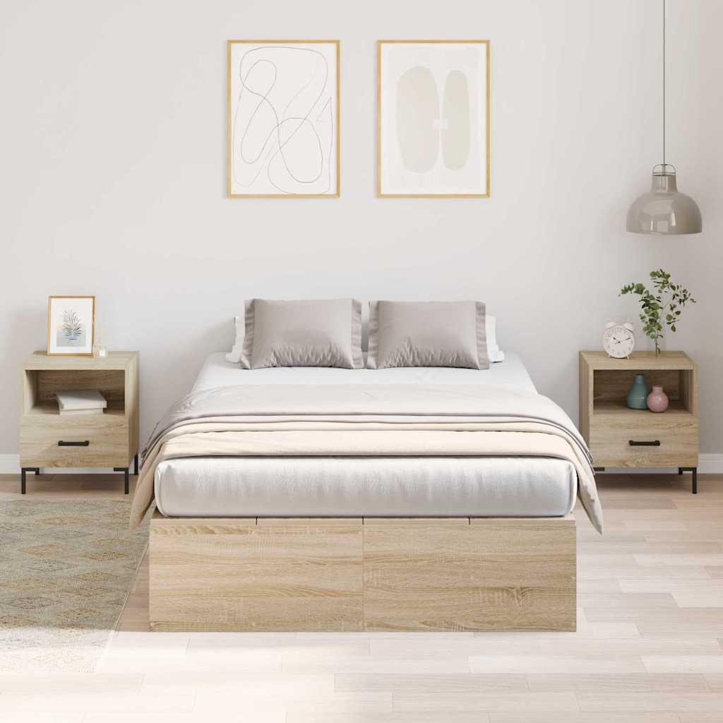 Seng med opbevaring Sonoma eg 120 x 200 cm Konstrueret træ