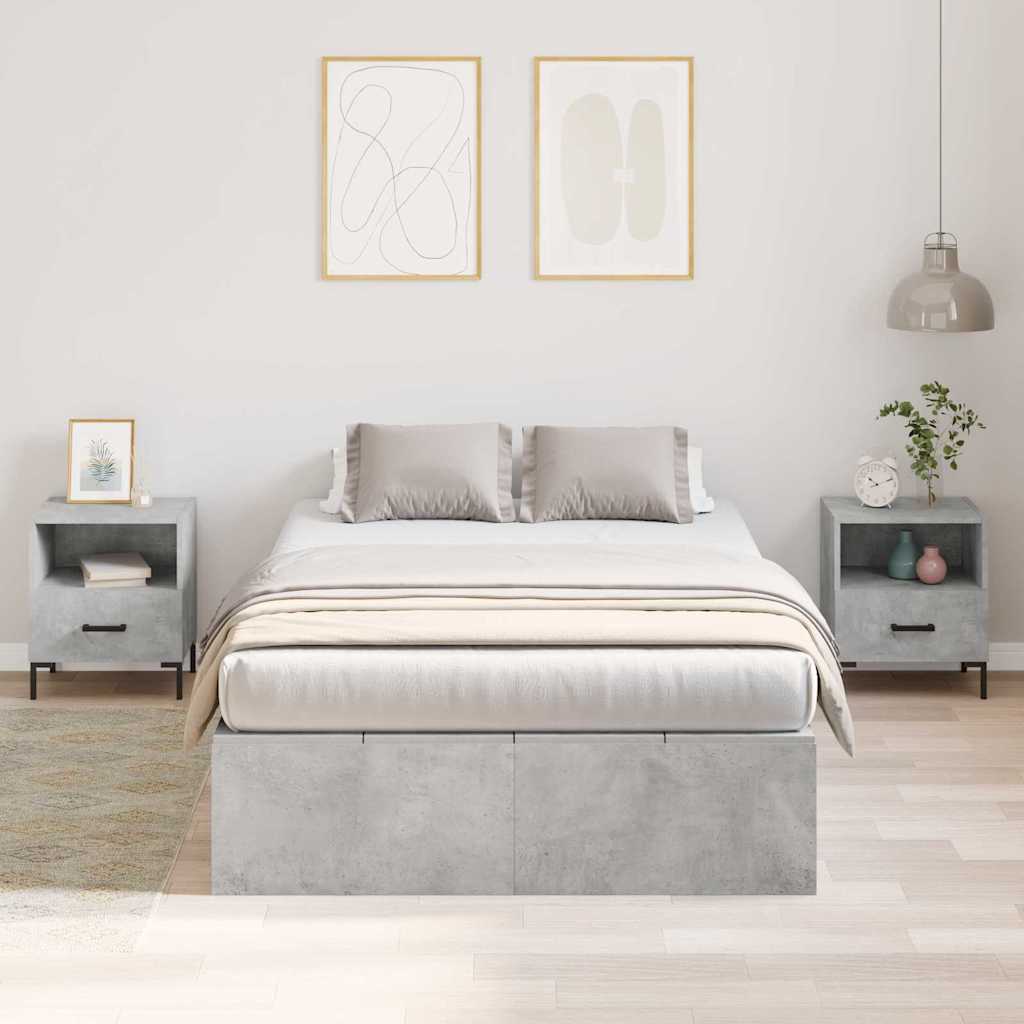 Seng med opbevaring Beton Grå 120 x 200 cm Konstrueret træ