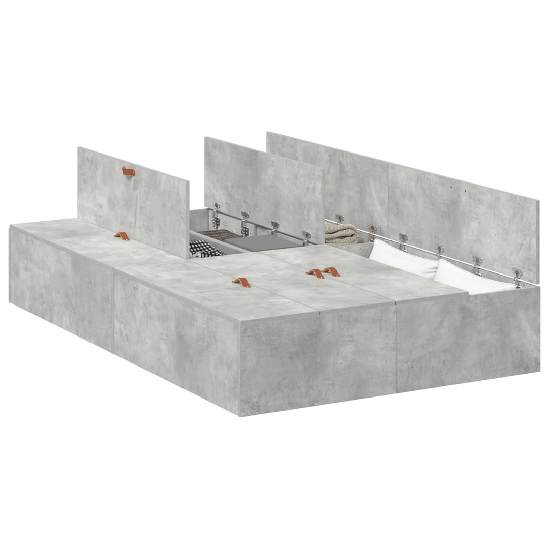 Seng med opbevaring Beton Grå 120 x 200 cm Konstrueret træ