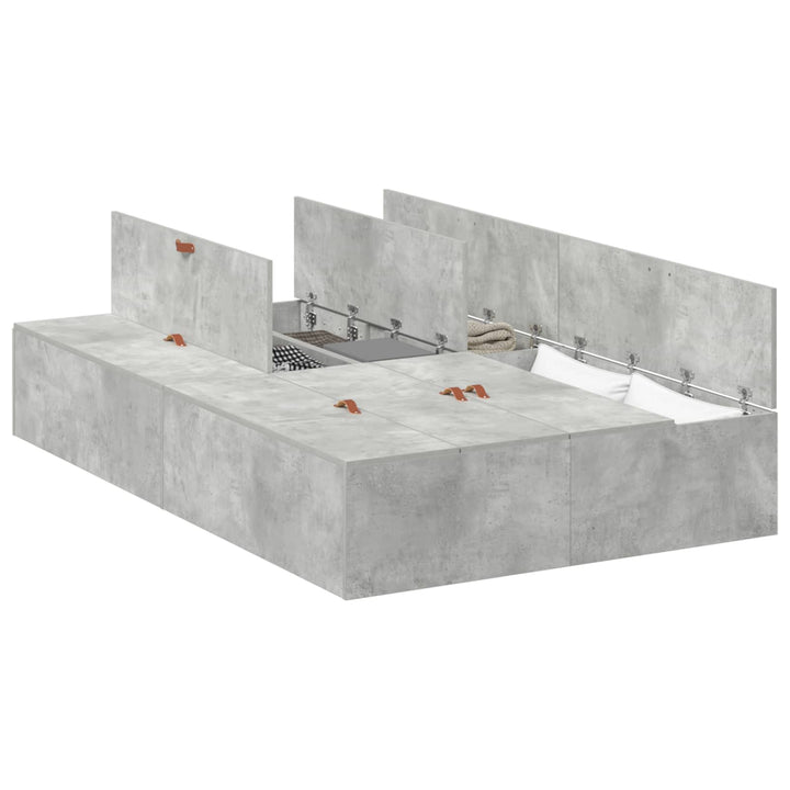 Seng med opbevaring Beton Grå 120 x 200 cm Konstrueret træ