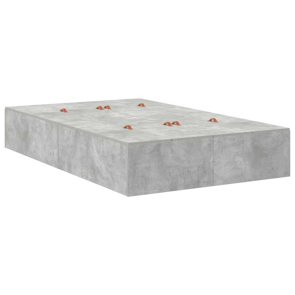 Seng med opbevaring Beton Grå 120 x 200 cm Konstrueret træ