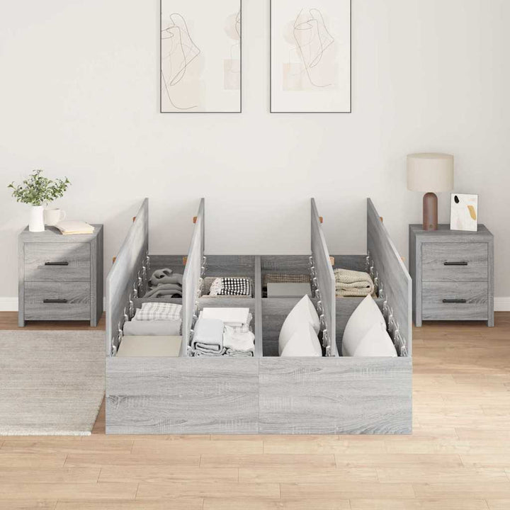 Seng med opbevaring Grå Sonoma 120 x 200 cm Konstrueret træ