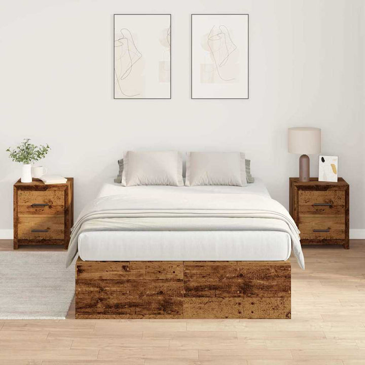 Seng med opbevaring Gammelt træ 120 x 200 cm Konstrueret træ