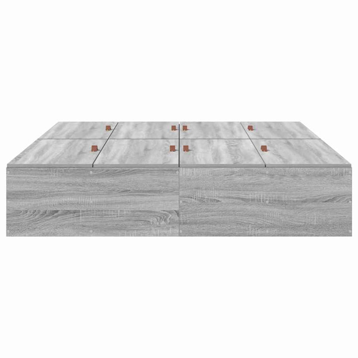 Seng med opbevaring Grå Sonoma 140 x 200 cm Konstrueret træ