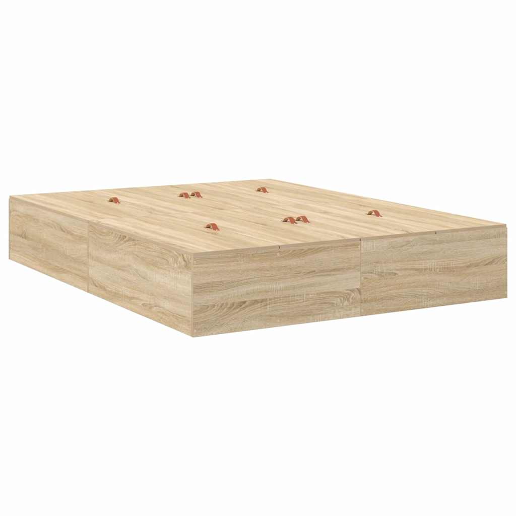Seng med opbevaring Sonoma eg 150 x 200 cm Konstrueret træ