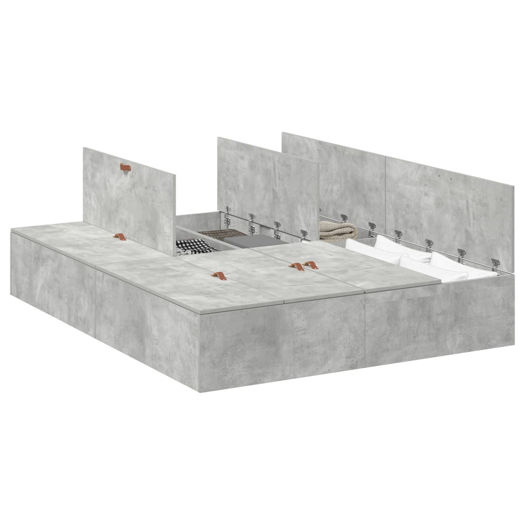 Seng med opbevaring Beton Grå 150 x 200 cm Konstrueret træ
