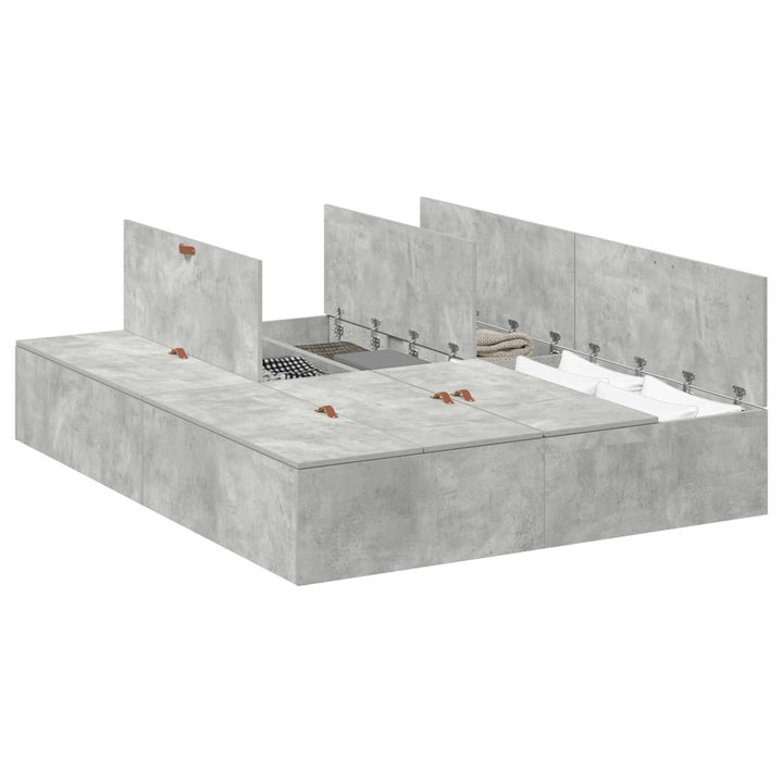 Seng med opbevaring Beton Grå 150 x 200 cm Konstrueret træ