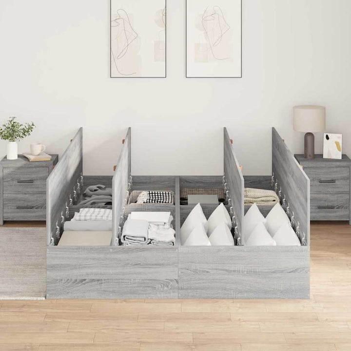 Seng med opbevaring Grå Sonoma 150 x 200 cm Konstrueret træ