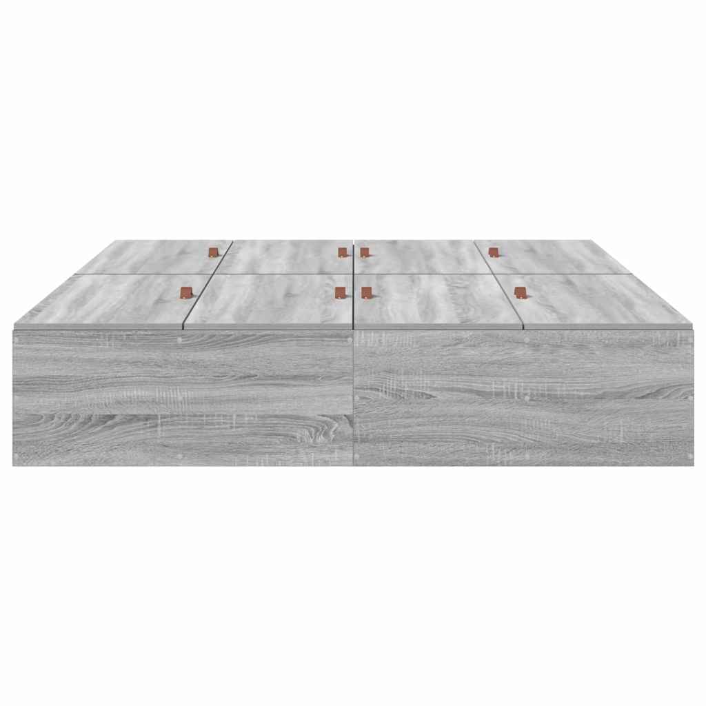 Seng med opbevaring Grå Sonoma 150 x 200 cm Konstrueret træ