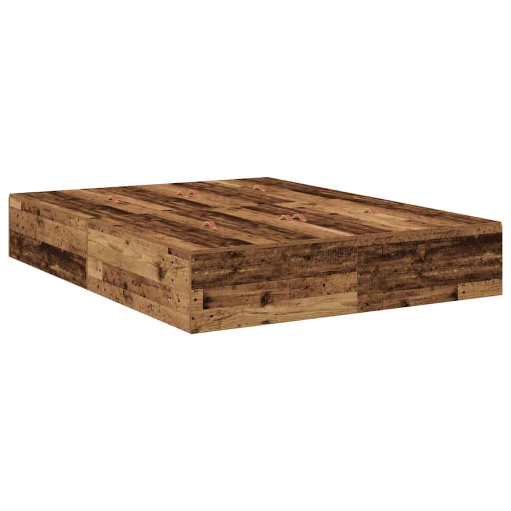 Seng med opbevaring Gammelt træ 150 x 200 cm Konstrueret træ