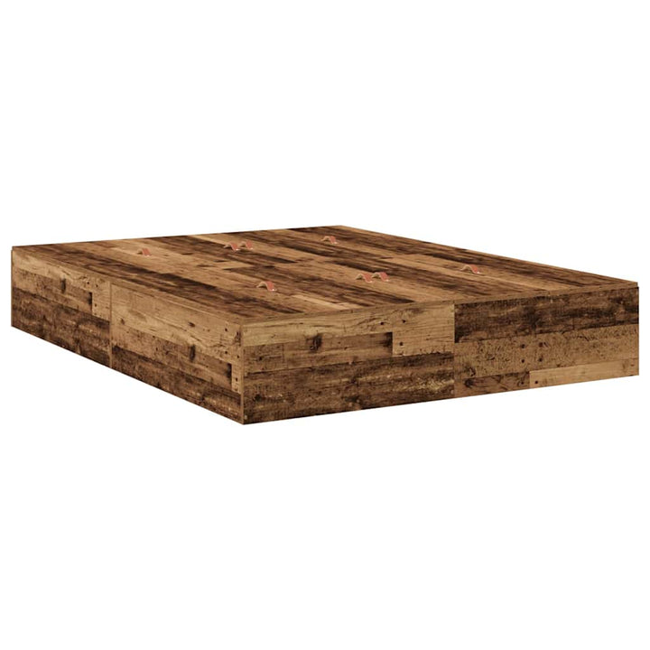 Seng med opbevaring Gammelt træ 150 x 200 cm Konstrueret træ