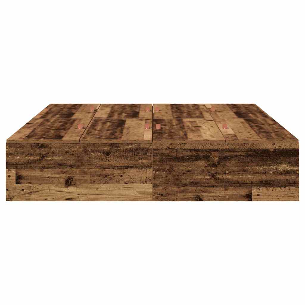 Seng med opbevaring Gammelt træ 150 x 200 cm Konstrueret træ