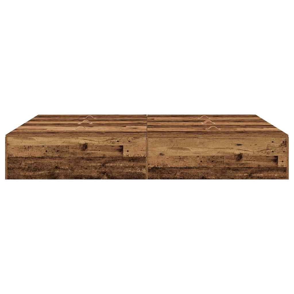 Seng med opbevaring Gammelt træ 150 x 200 cm Konstrueret træ