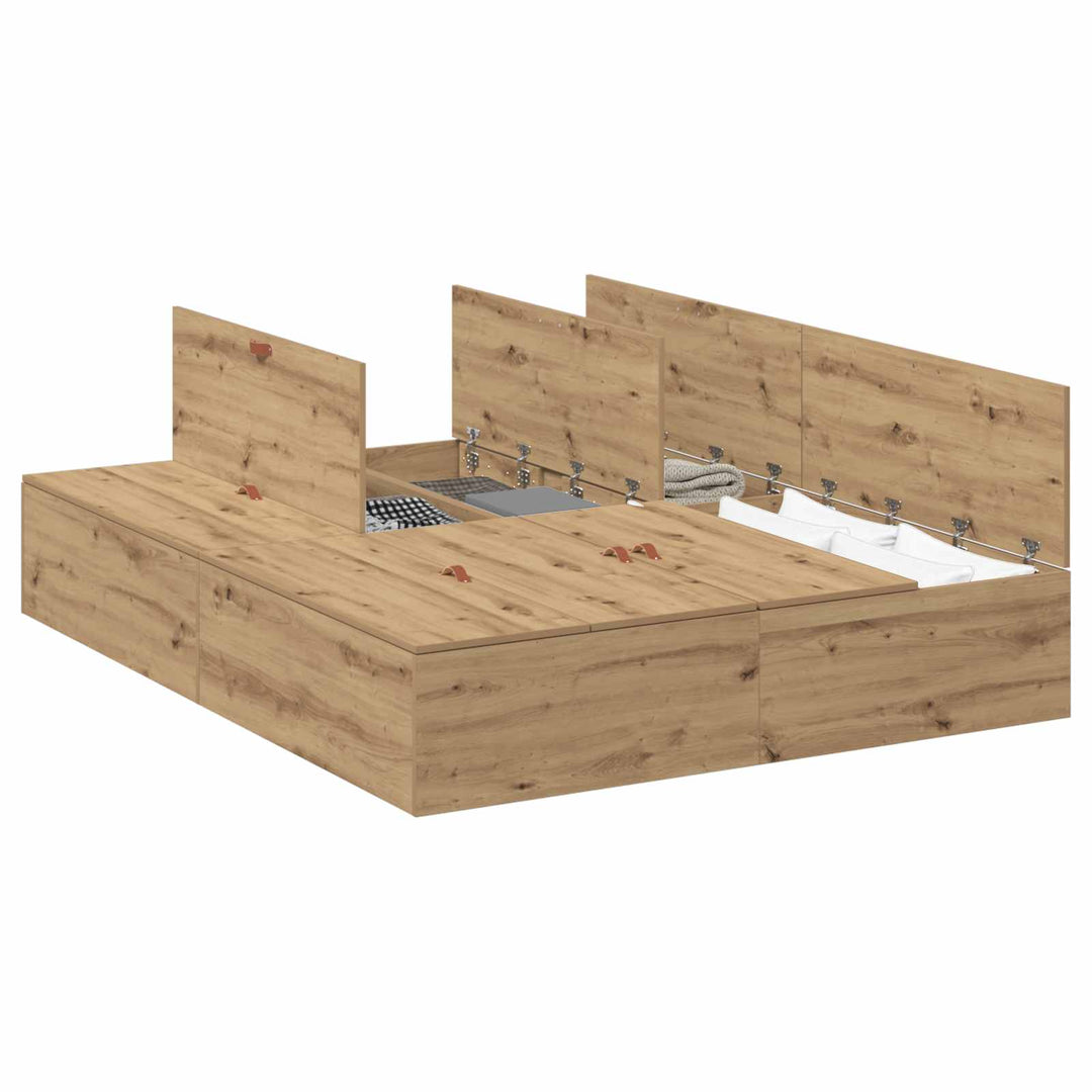 Seng med opbevaring Artisan Egetræ 150 x 200 cm Konstrueret træ