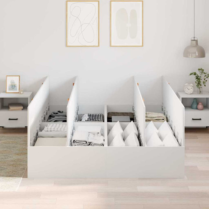Seng med opbevaring med dør Hvid 160 x 200 cm Konstrueret træ