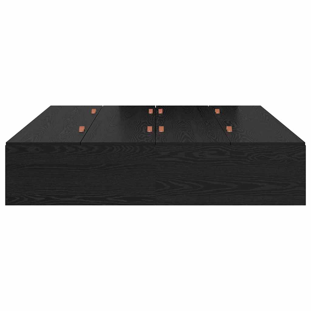 Seng med opbevaring Sort eg 160 x 200 cm Konstrueret træ