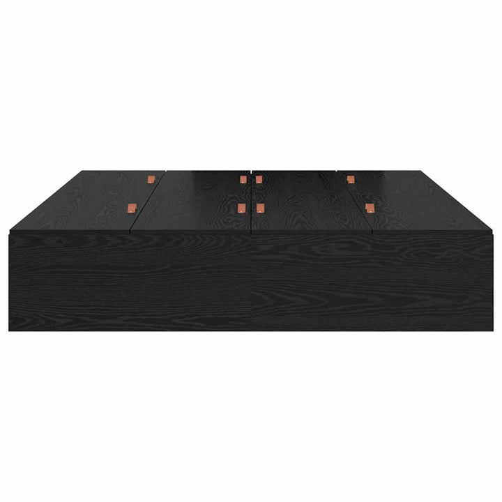 Seng med opbevaring Sort eg 160 x 200 cm Konstrueret træ