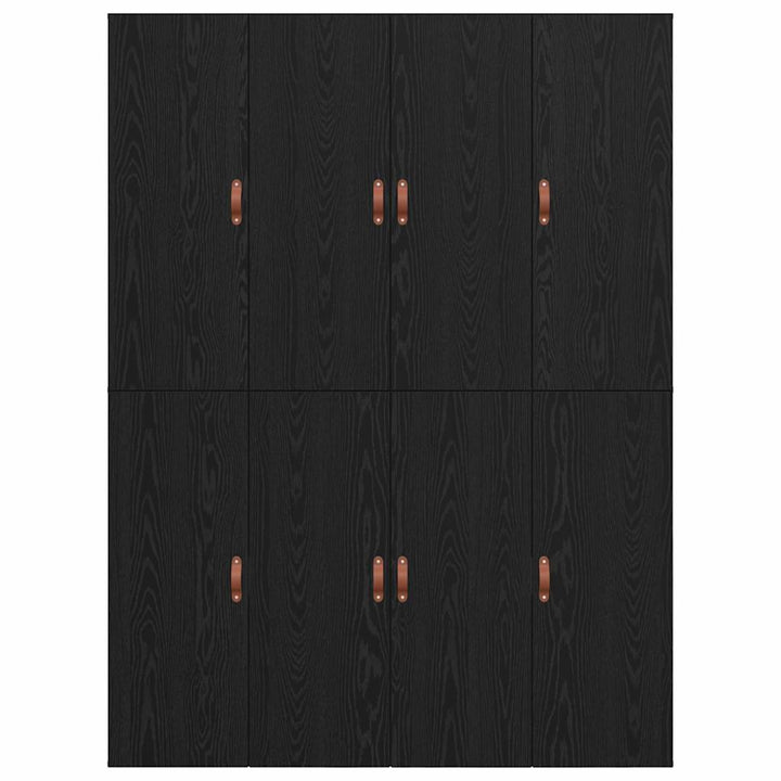 Seng med opbevaring Sort eg 160 x 200 cm Konstrueret træ