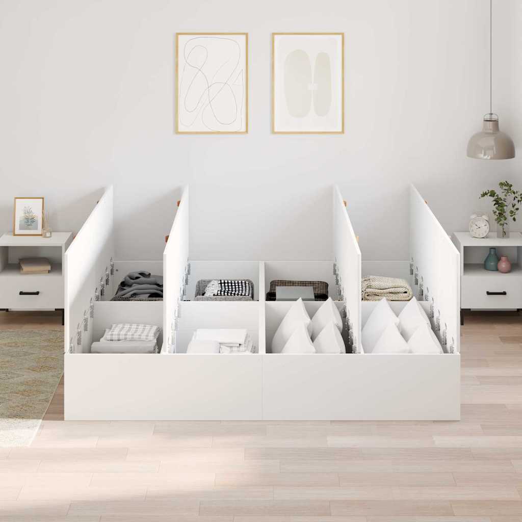 Seng med opbevaring med dør Hvid 180 x 200 cm Konstrueret træ