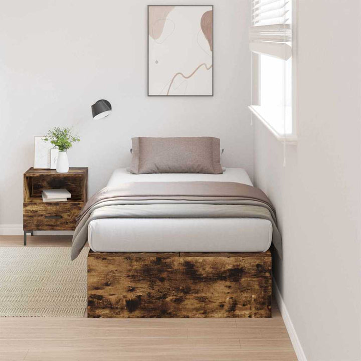 Seng med opbevaring Røget eg 90 x 190 cm Konstrueret træ