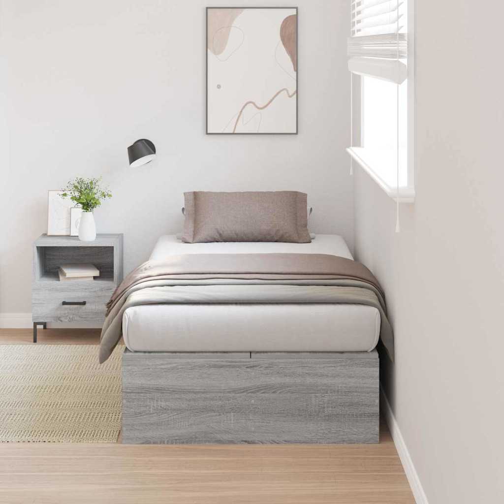 Seng med opbevaring Grå Sonoma 90 x 190 cm Konstrueret træ