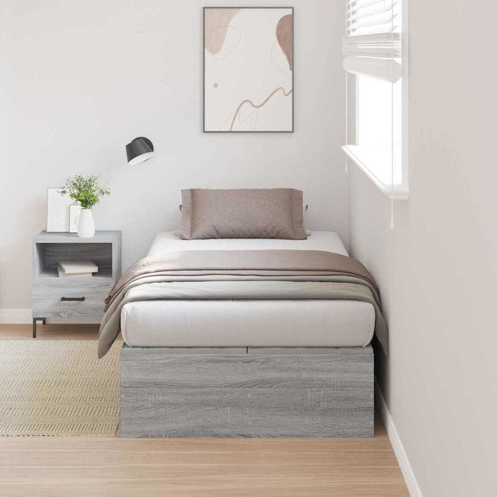 Seng med opbevaring Grå Sonoma 90 x 190 cm Konstrueret træ