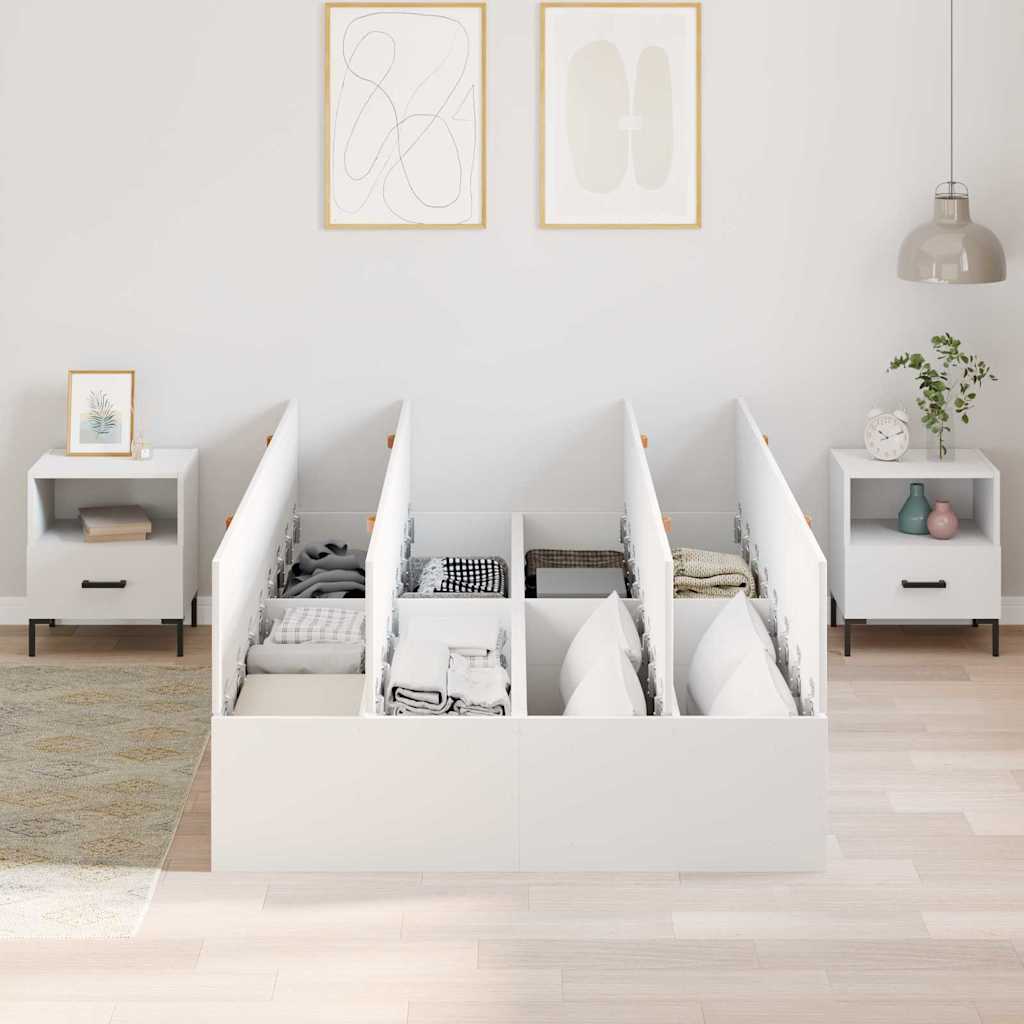 Seng med opbevaring med dør Hvid 120 x 190 cm Konstrueret træ