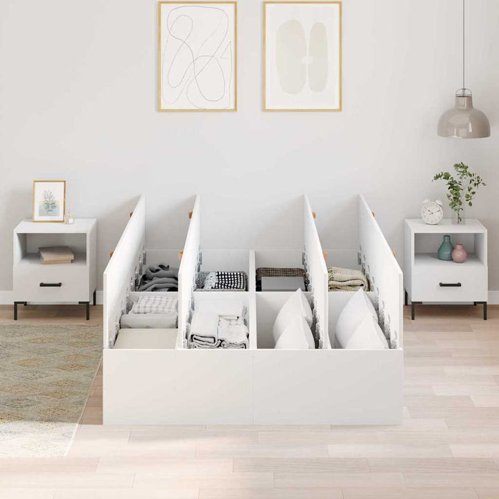Seng med opbevaring med dør Hvid 120 x 190 cm Konstrueret træ