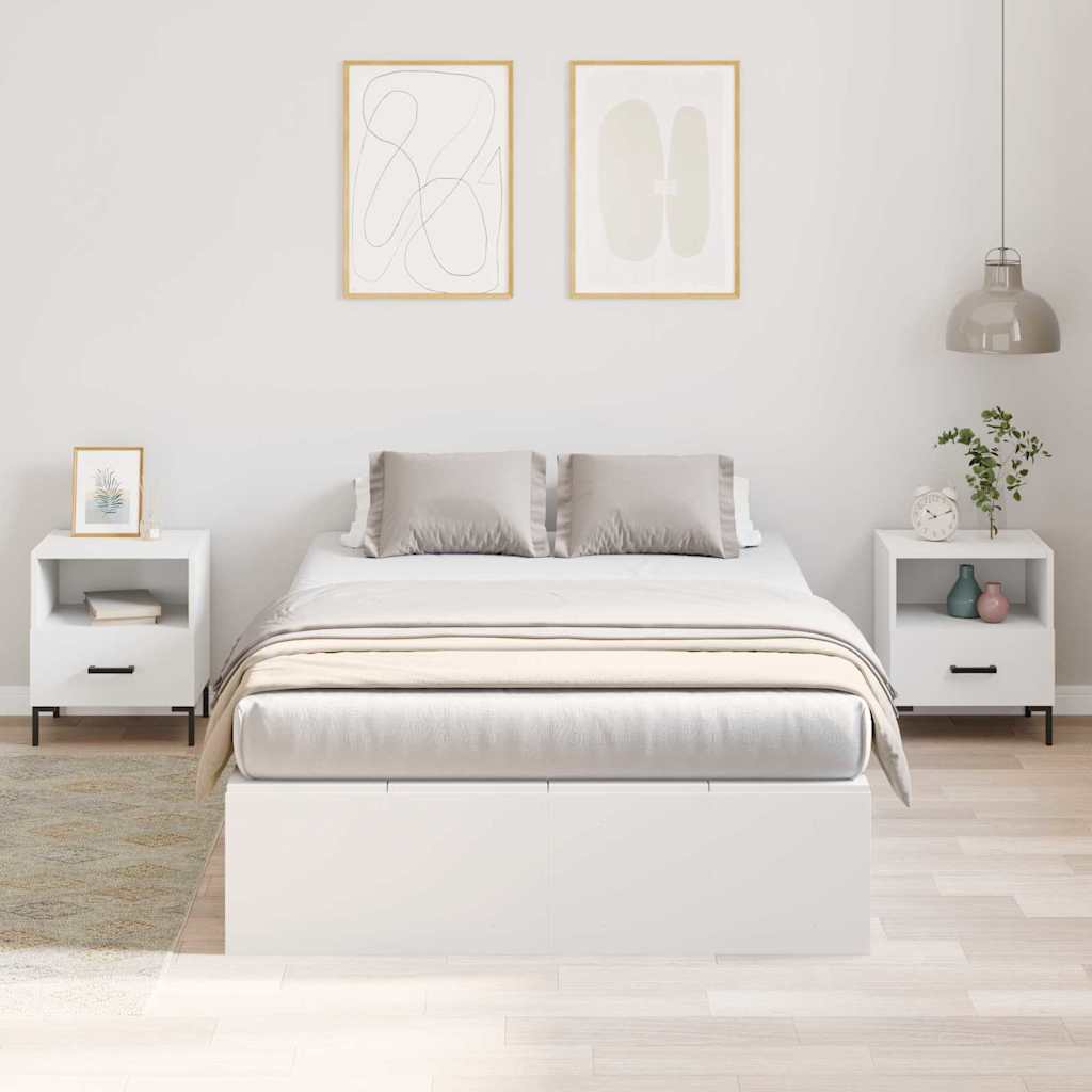 Seng med opbevaring med dør Hvid 120 x 190 cm Konstrueret træ