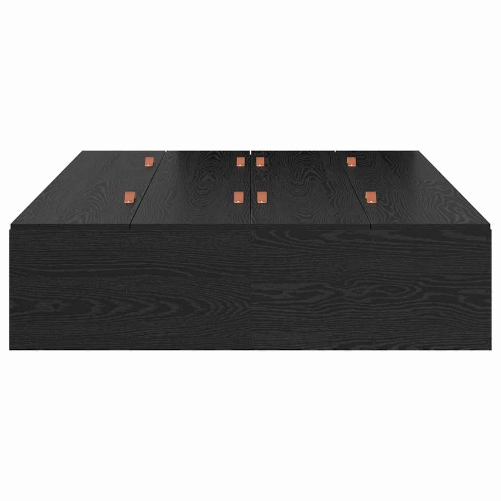 Seng med opbevaring Sort eg 120 x 190 cm Konstrueret træ
