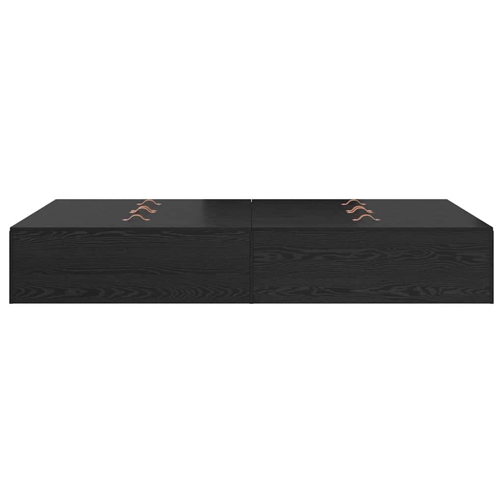 Seng med opbevaring Sort eg 120 x 190 cm Konstrueret træ