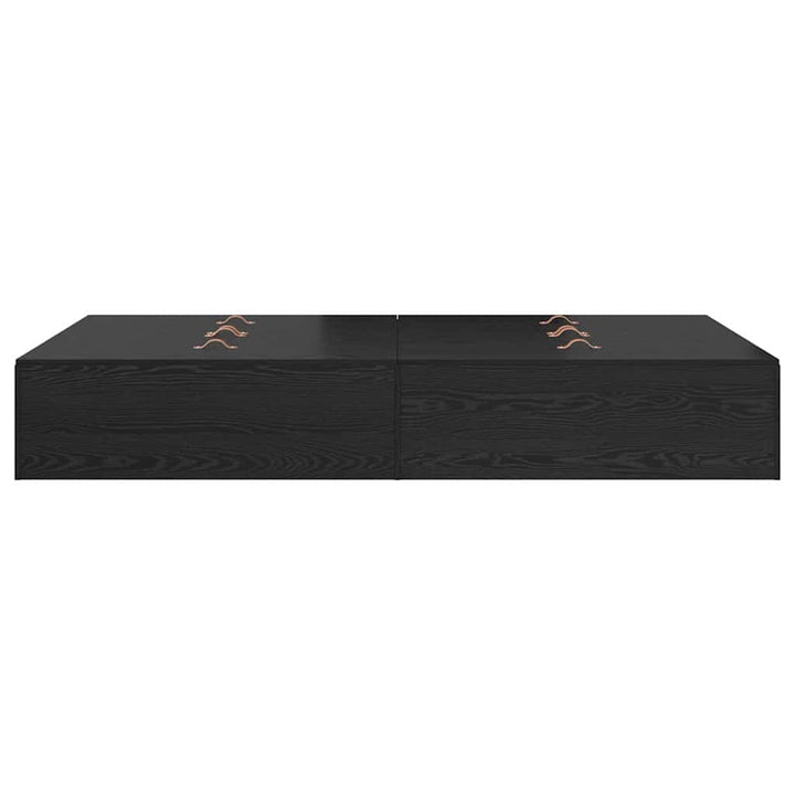 Seng med opbevaring Sort eg 120 x 190 cm Konstrueret træ