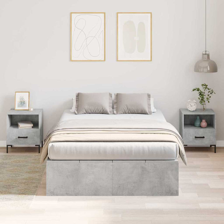 Seng med opbevaring Beton Grå 120 x 190 cm Konstrueret træ