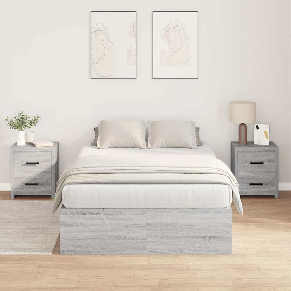 Seng med opbevaring Grå Sonoma 120 x 190 cm Konstrueret træ
