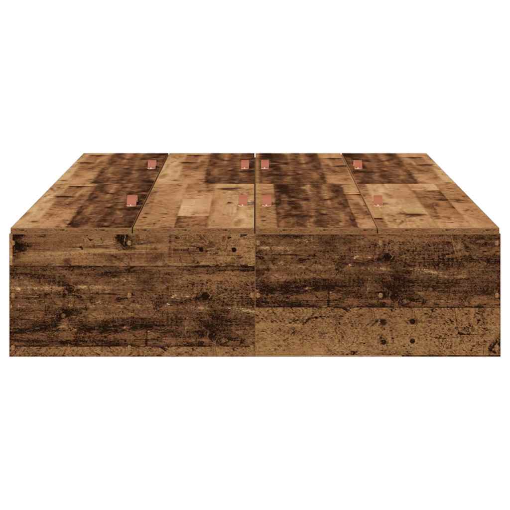 Seng med opbevaring Gammelt træ 120 x 190 cm Konstrueret træ