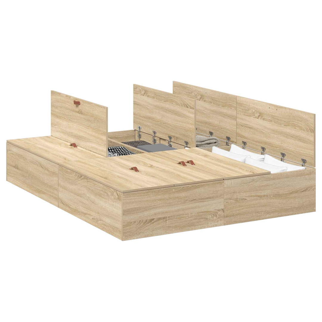 Seng med opbevaring Sonoma eg 140 x 190 cm Konstrueret træ