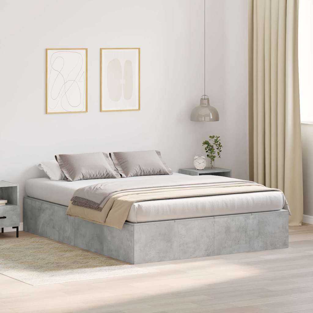 Seng med opbevaring Beton Grå 140 x 190 cm Konstrueret træ