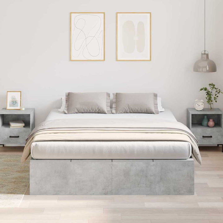 Seng med opbevaring Beton Grå 140 x 190 cm Konstrueret træ