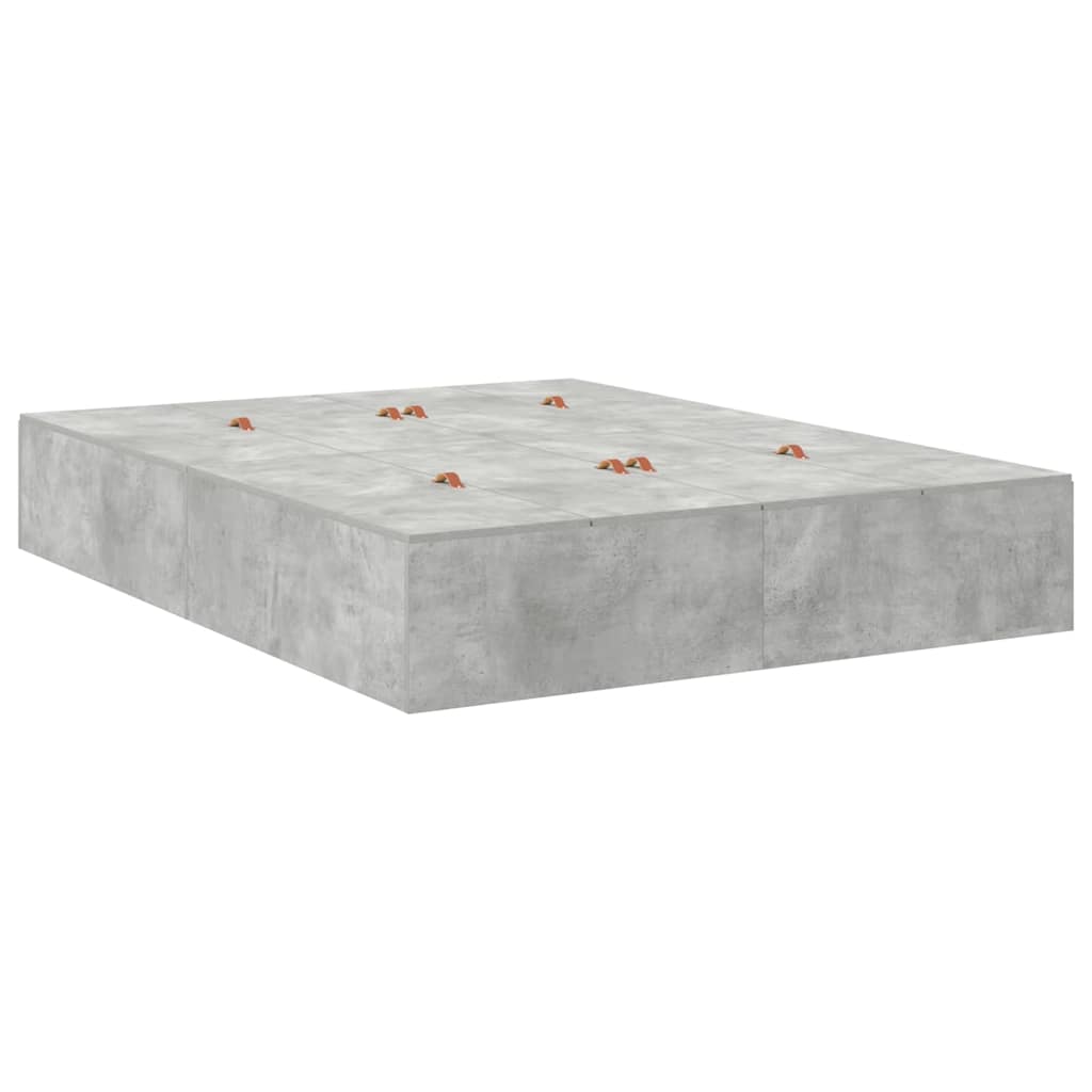 Seng med opbevaring Beton Grå 140 x 190 cm Konstrueret træ