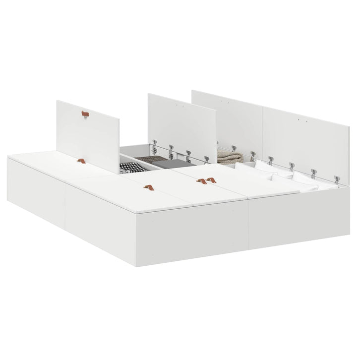 Seng med opbevaring med dør Hvid 135 x 190 cm Konstrueret træ