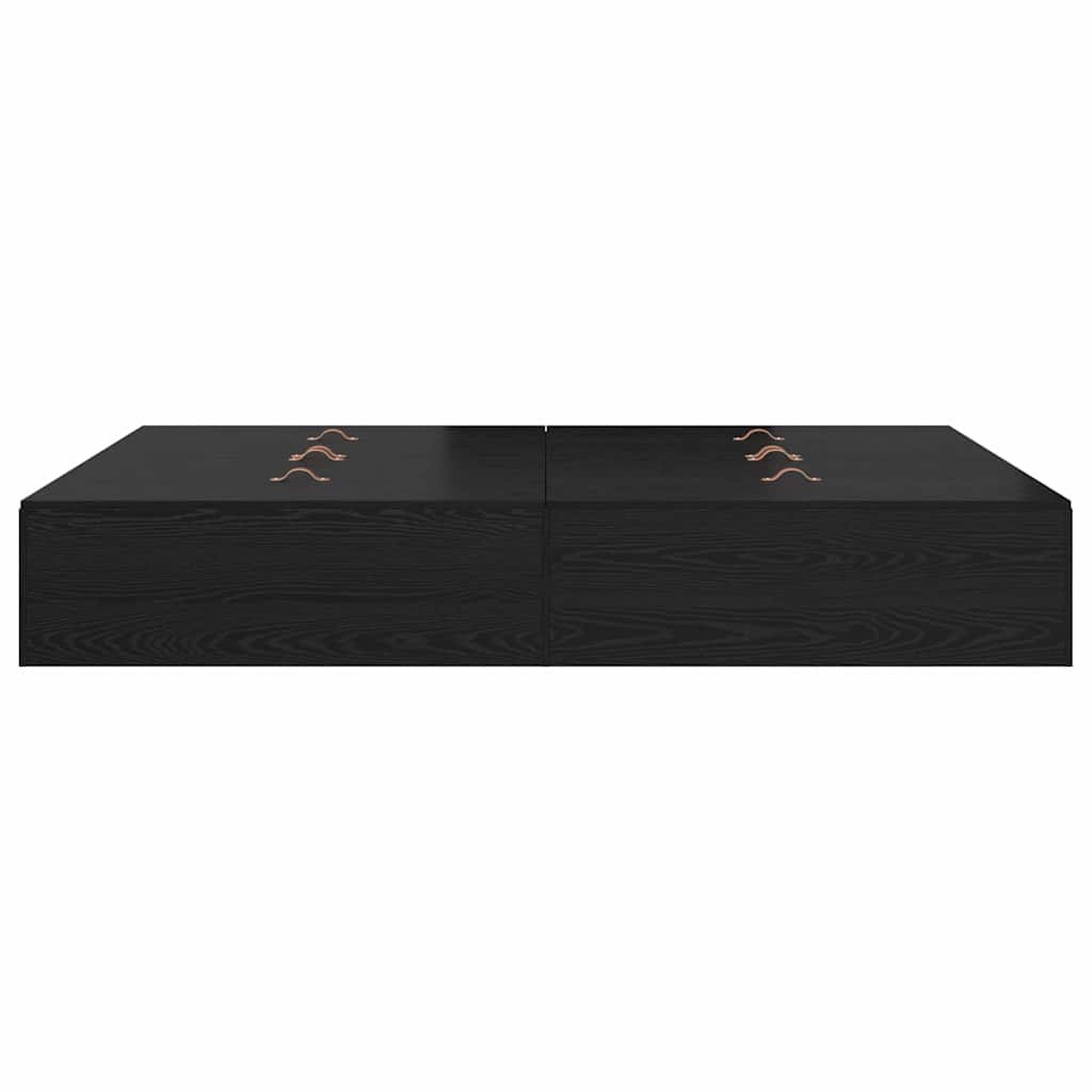 Seng med opbevaring Sort eg 135 x 190 cm Konstrueret træ