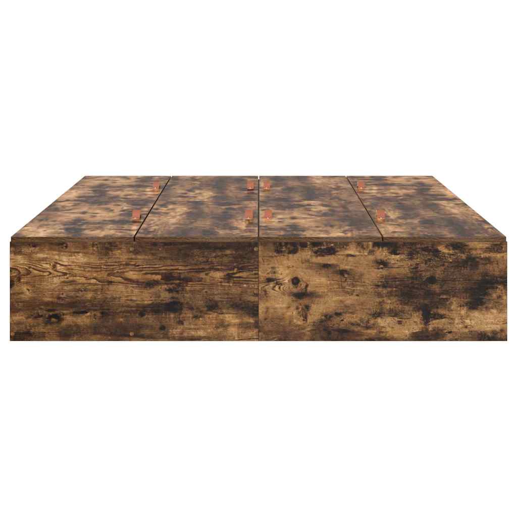 Seng med opbevaring Røget eg 135 x 190 cm Konstrueret træ