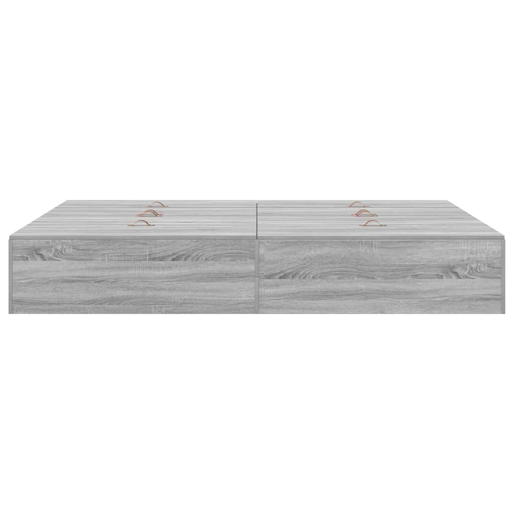 Seng med opbevaring Grå Sonoma 135 x 190 cm Konstrueret træ