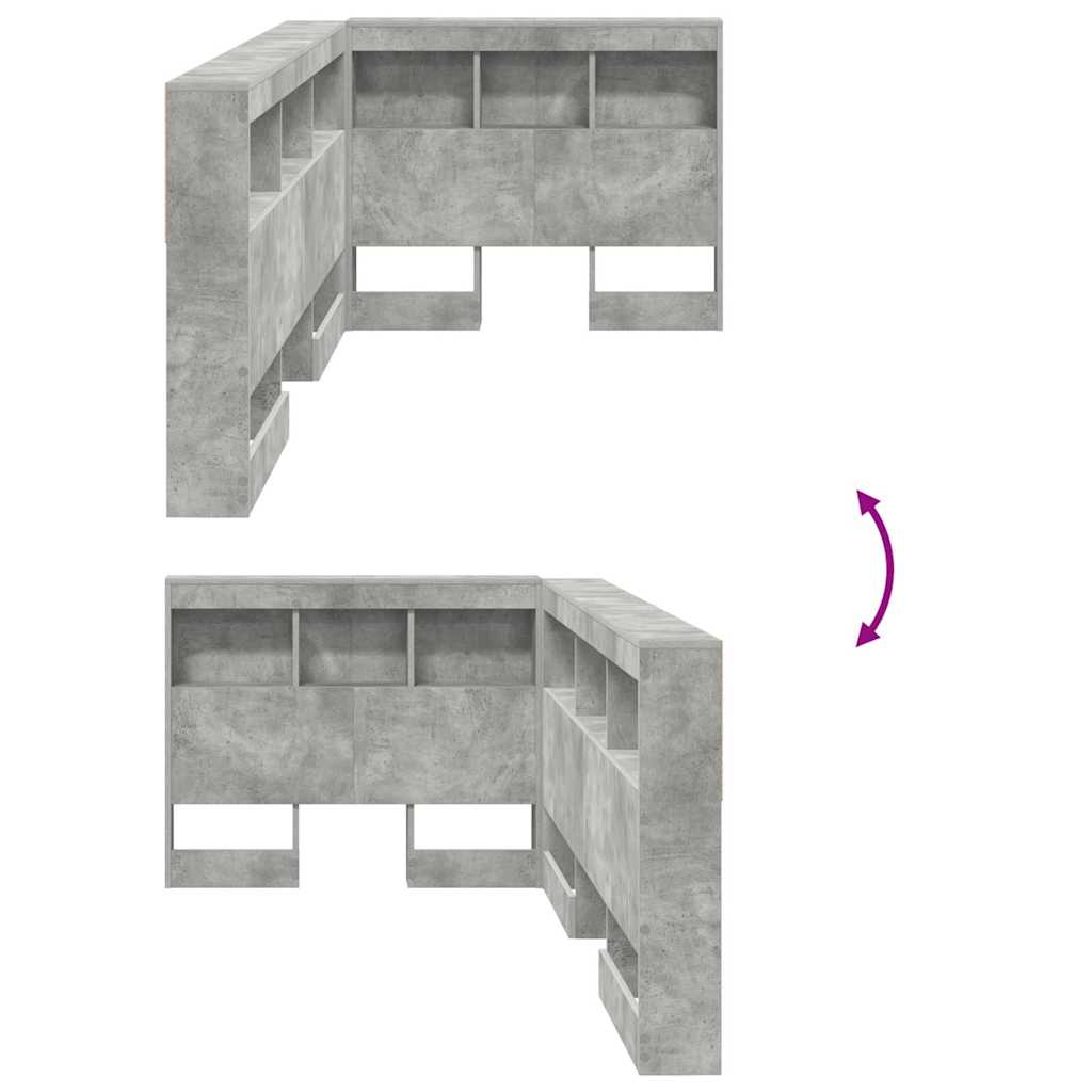 Opbevaringshovedgavl med hylde Beton Grå 80 cm Konstrueret træ