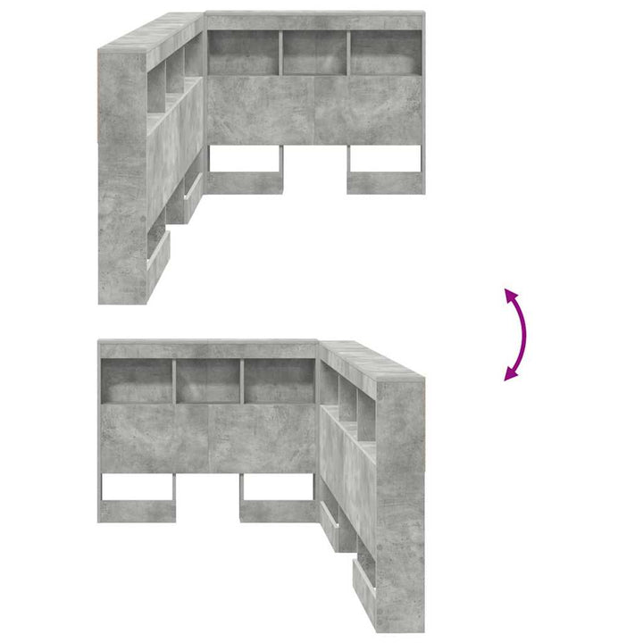 Opbevaringshovedgavl Beton Grå Konstrueret træ