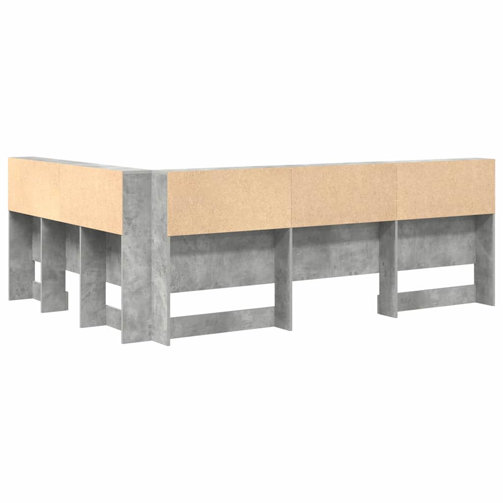 Opbevaringshovedgavl med hylde Beton Grå 150 cm Konstrueret træ