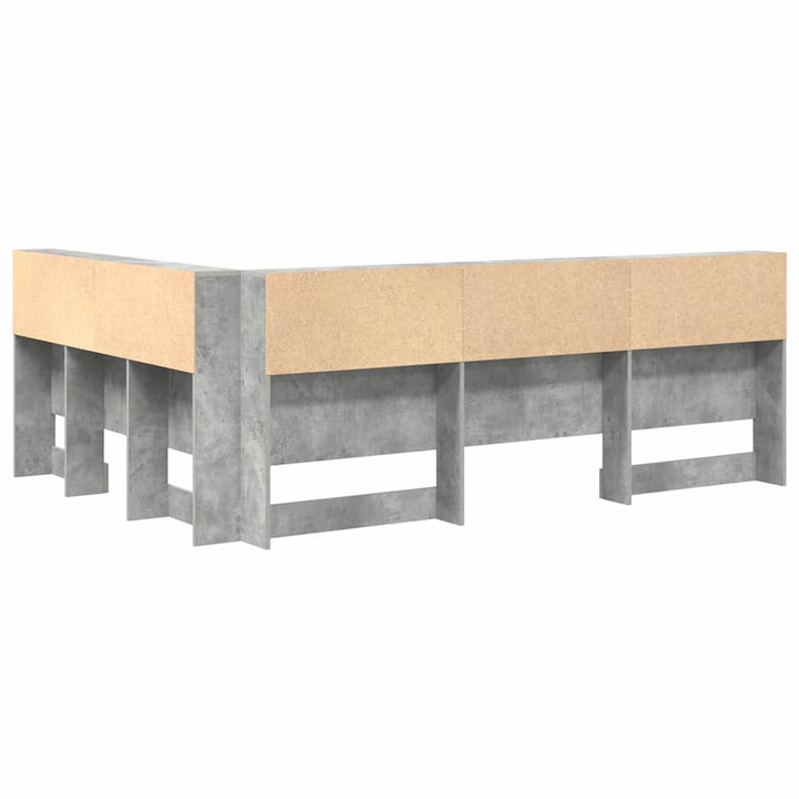 Opbevaringshovedgavl med hylde Beton Grå 150 cm Konstrueret træ
