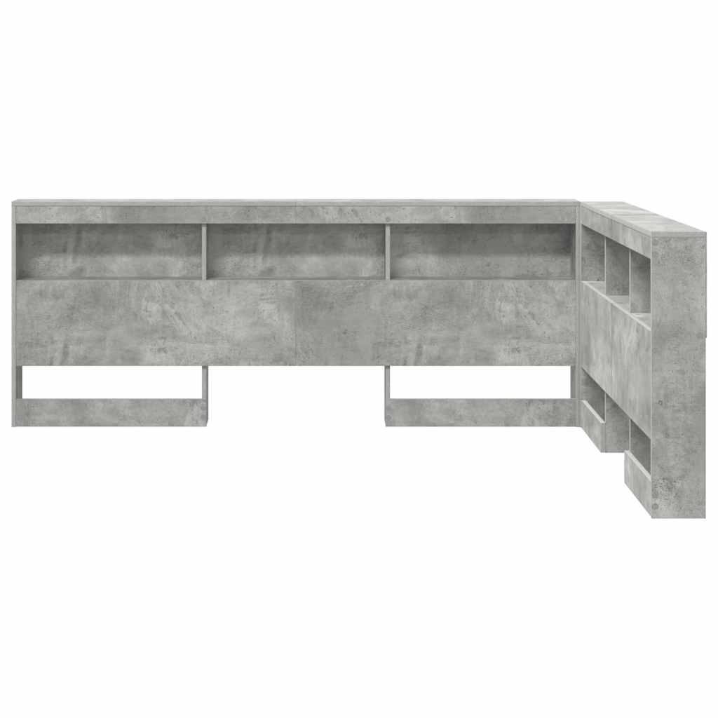 Opbevaringshovedgavl med hylde Beton Grå 150 cm Konstrueret træ